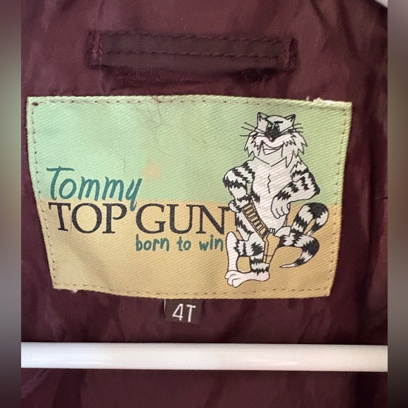 Boys Tommy Top Gun B-15 Burgundy Flight Bomber Jacket Size 4T Toddler Coat - Picture 7 of 15